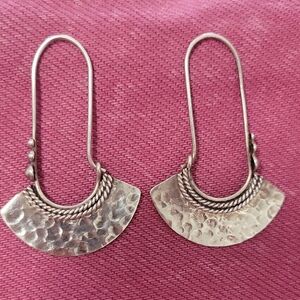 Elegant Silver Hammered Earrings